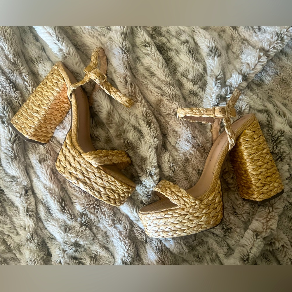 Raffia platform heels
